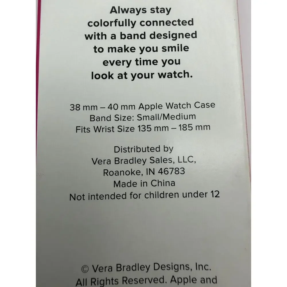 Vera Bradley Apple Watch Silicone Ocean Fish Blue SM MED 38mm-40mm